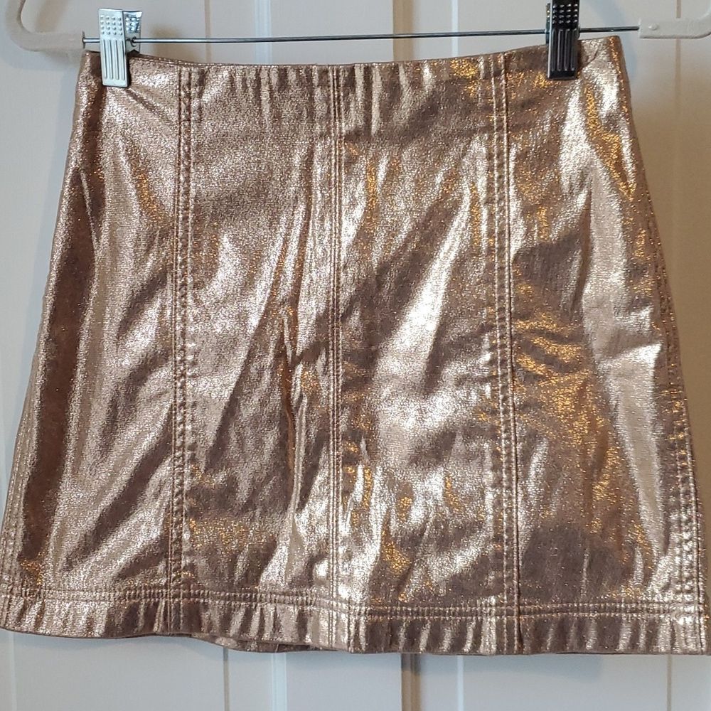 WILD FABLE GLITTER GOLD COPPER METALLIC A-LINE MINI SKIRT SHIMMER SPARKLE SIZE 6